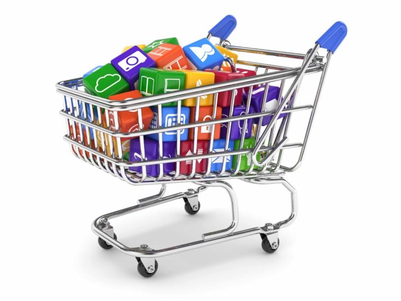 Shopping cart with media boxes