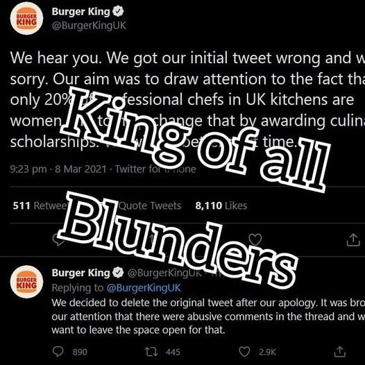 Burger King Tweets on International Womens day Burger King Tweets on International Womens day